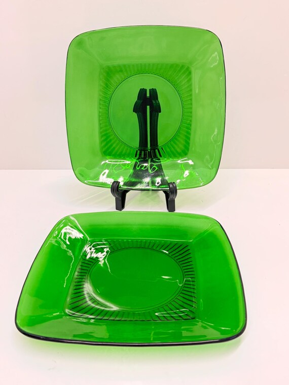 アンカーホッキング エメラルドグリーン ガラスプレート：ヴィンテージ