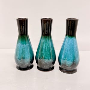 Vase Blue Mountain Pottery BMP  Set of 3 Vase Vintage Ceramic Glaze MCM Retro Canada Pottery Art Mini Bud Vase