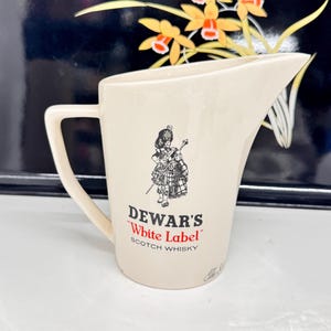 Water Jug  Dewar’s White Label Scotch Whisky vintage Ice Jug Wade Regicor England Pitcher Barware Advertisement Collectible