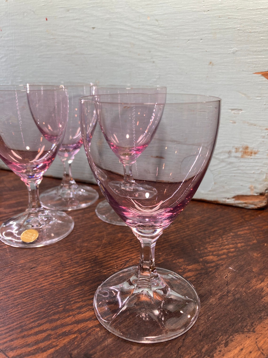 Pink Crystal Wine Glasses Stemware Vintage West German Etsy