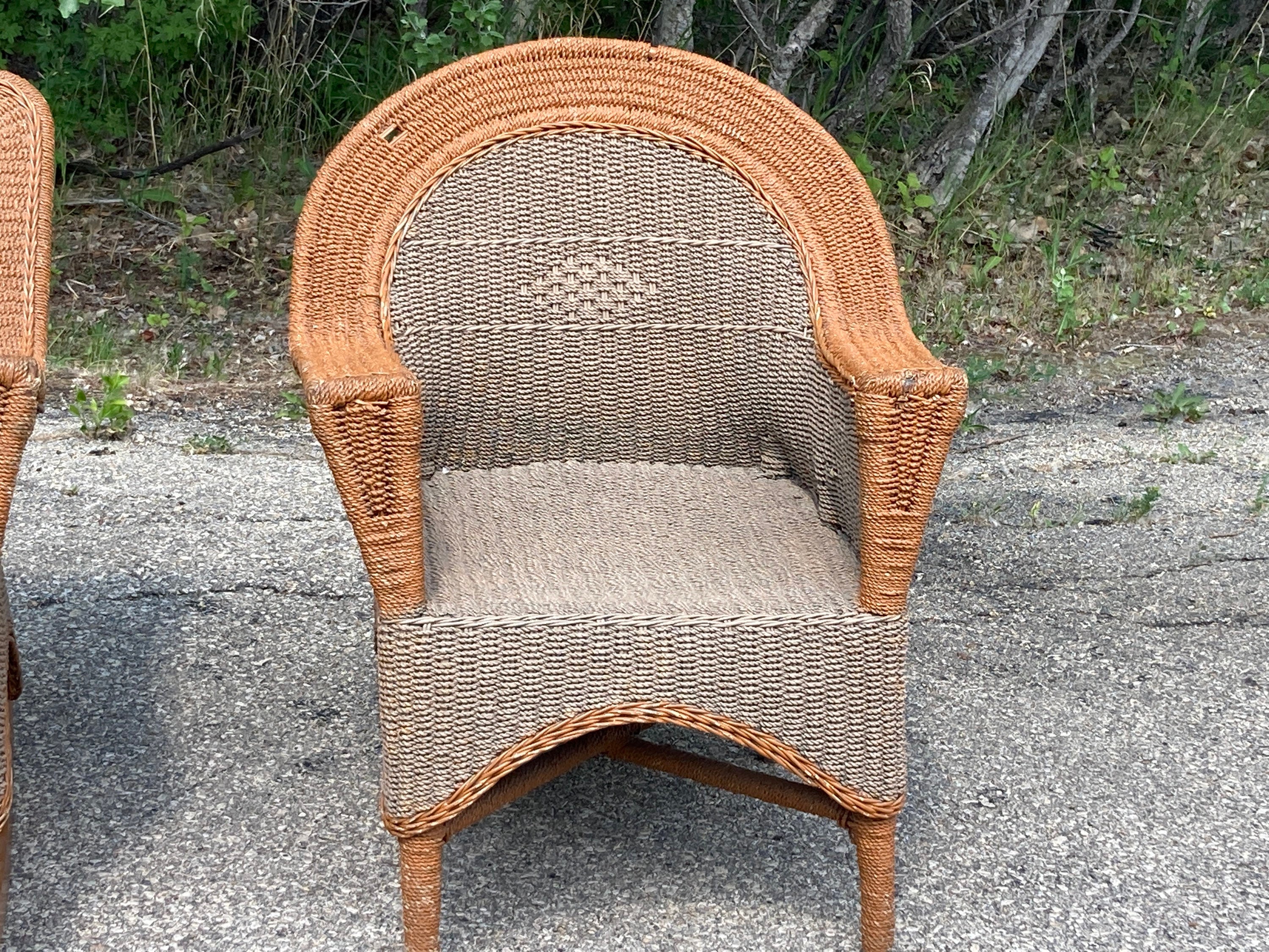 Wicker Chair Weave Wicker Armchair Patio Sunroom Porch Parlour Etsy