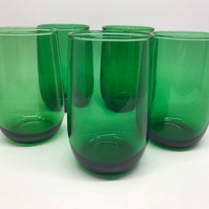 Anchor Hocking Forest Smaragdgrün Saftgläser Wasserglas Barglas Likör Schnapsglas Gerippt Vintage MCM