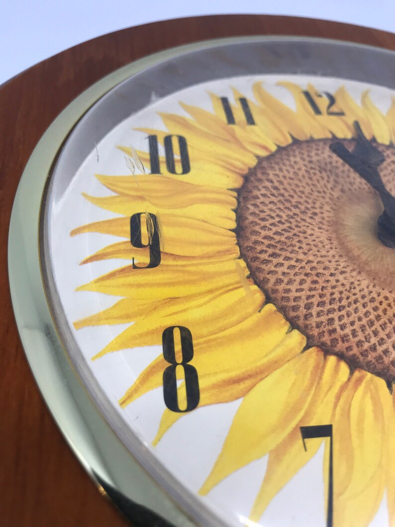 Sunflower Clock Westclox Battery Operated Vintage Wood Retro Etsy