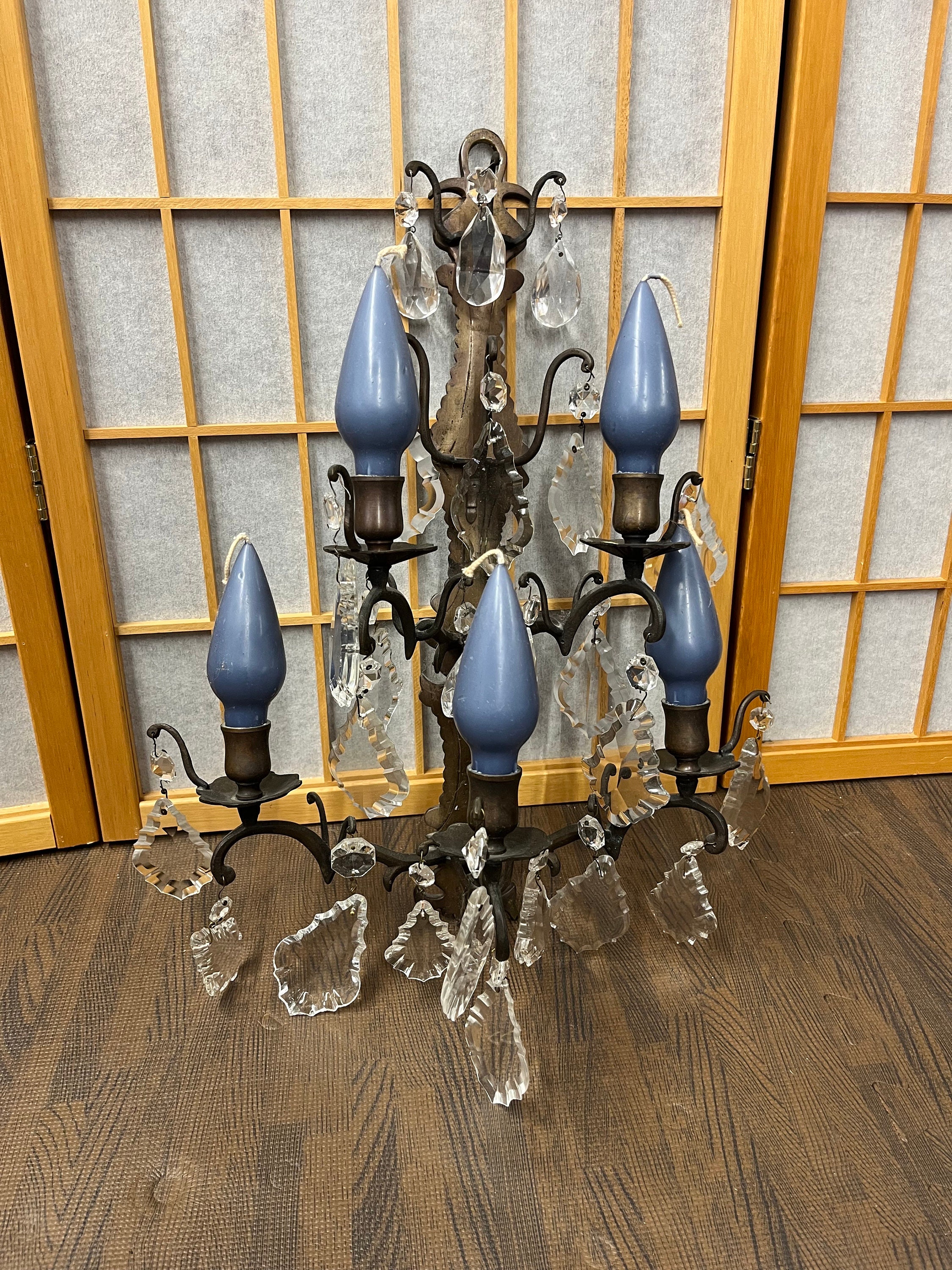 Antique 5 Arm Crystal Candelabra - Etsy