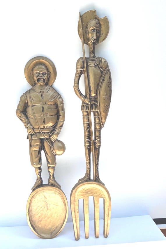 Don Quixote & Sancho Panza Wall Hanging: Vintage MCM Kitchen Decor