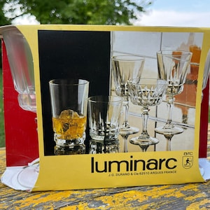 Stemware Luminarc France Arc Victoria Pattern Vintage Wine Water Glasses BNIB Set of 3 Beverage Glass