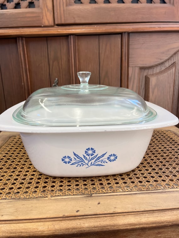 Corning Ware 1960 Casserole Dish Cornflower Blue Onion Vintage