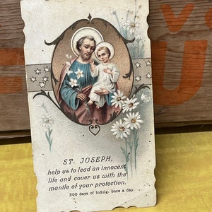 Carte de prière religieuse St Joseph Carte religieuse sacrée vintage des années 1940 éphémères