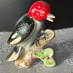 Japonia Ptak Ptak Kolekcjonerski Vintage Knick Knack Figurka Dzięcioł Porcelana