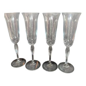Stemware Crystal Vintage Wine Champagne Flutes Glasses Set of 4 Beverage Glass