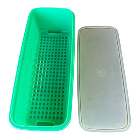 Vintage Tupperware Celery Keeper: Jade Green Food Storage