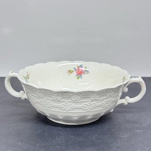 Spode, Copeland Cream Soup Bowl. "Jewel" Double Handle Vintage England Billingsley Rose England Antique