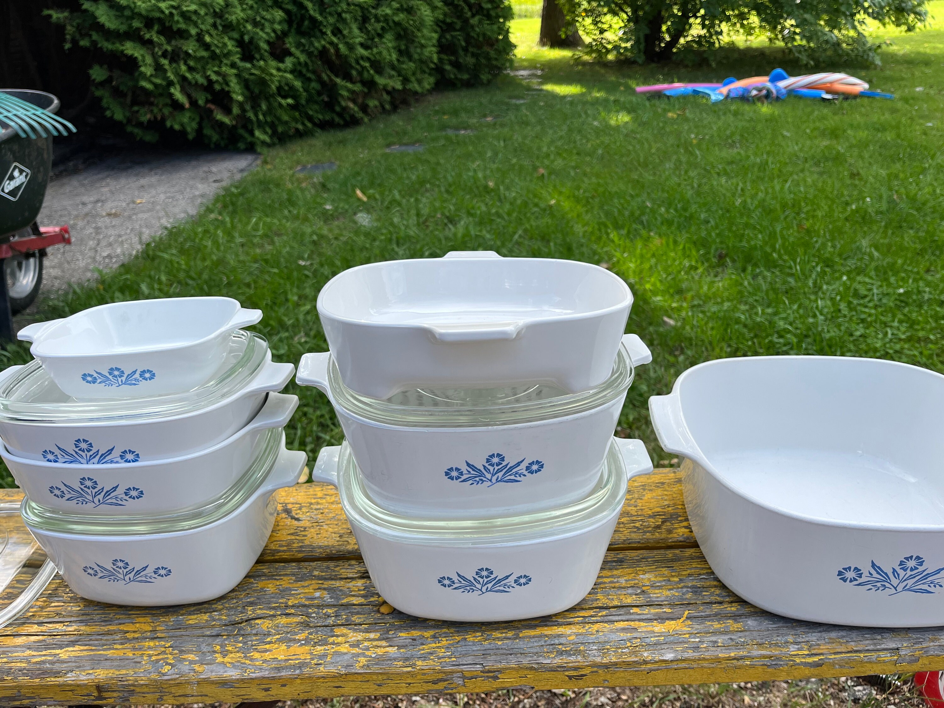 Vintage Corning Ware Casserole Dish Set: Cornflower Blue Onion