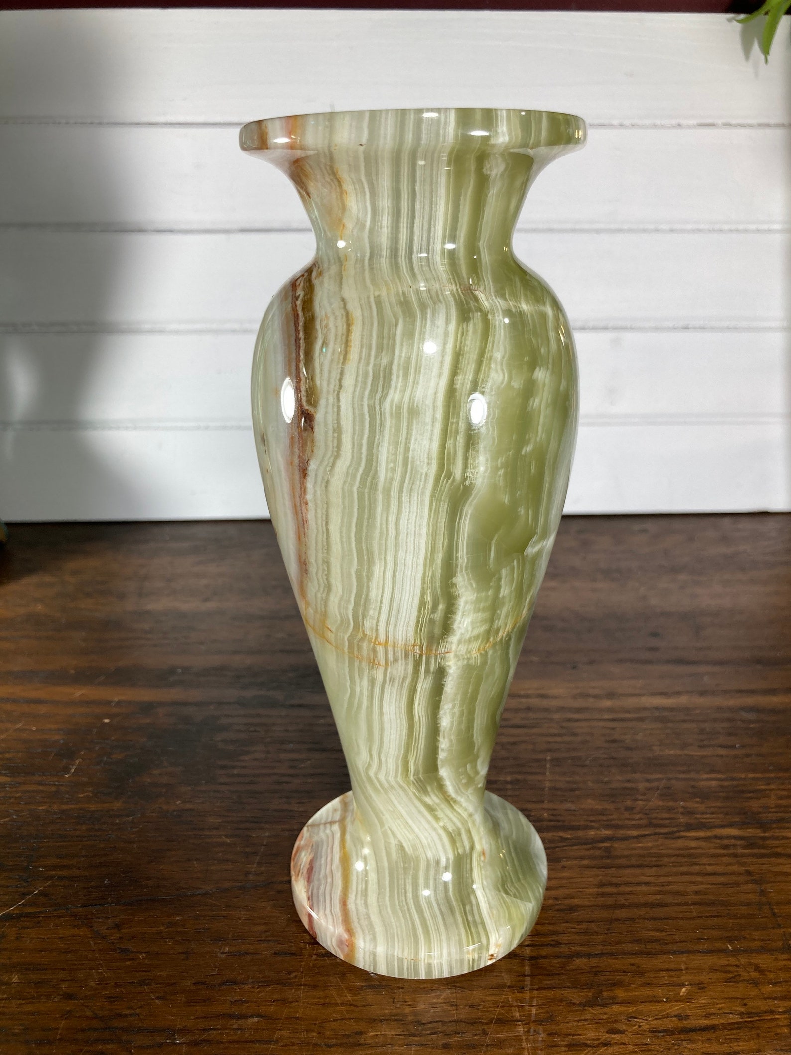 Onyx Vase Green Yellow Brown Marble Vintage Vase Carved Tall Etsy