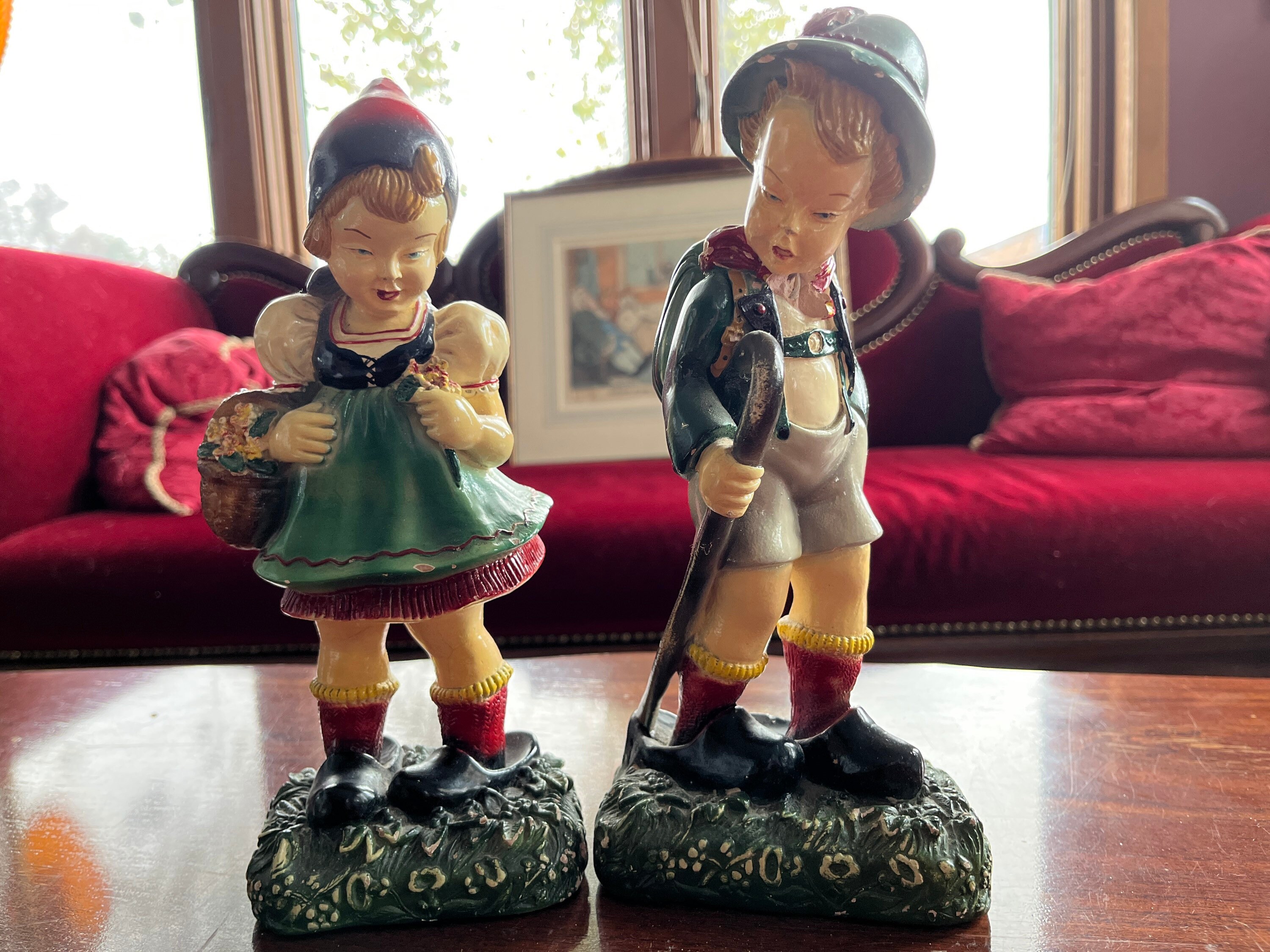 Society Child-Verve Years(中古品) Dutch Girl Boy, Devonware, Chalk Ware, Chalkware, Figurine, MCM