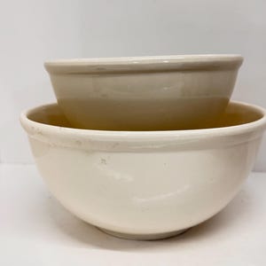 Bowl White Ironstone  Canada Cooks Mixing Bowl Vintage , Country, Farmhouse, Antique, Stoneware, Bread Bowl Set of 2
