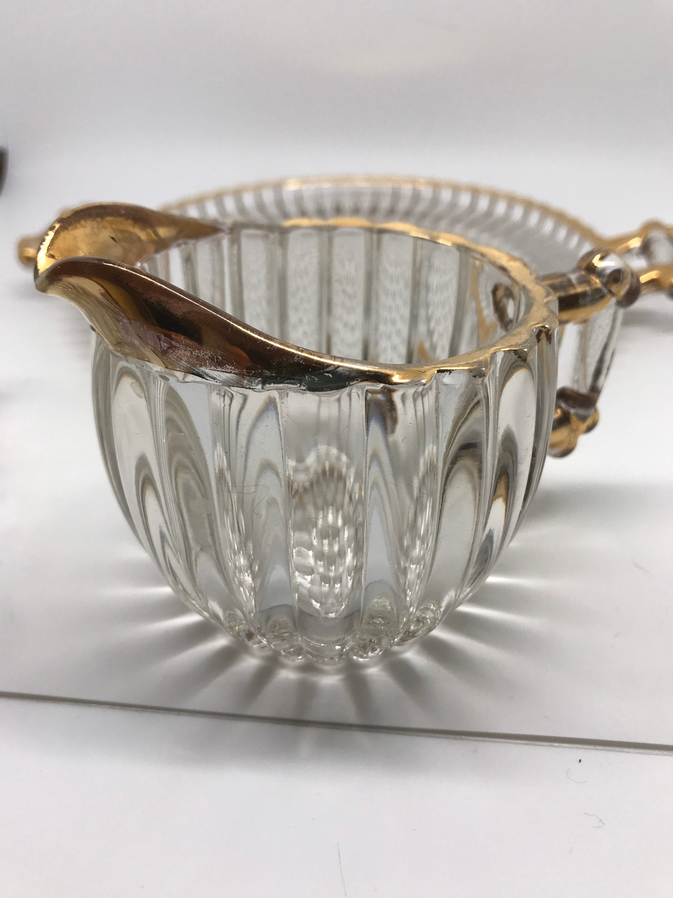 Glass Cream Sugar Tray Set National Pattern Gold Etsy