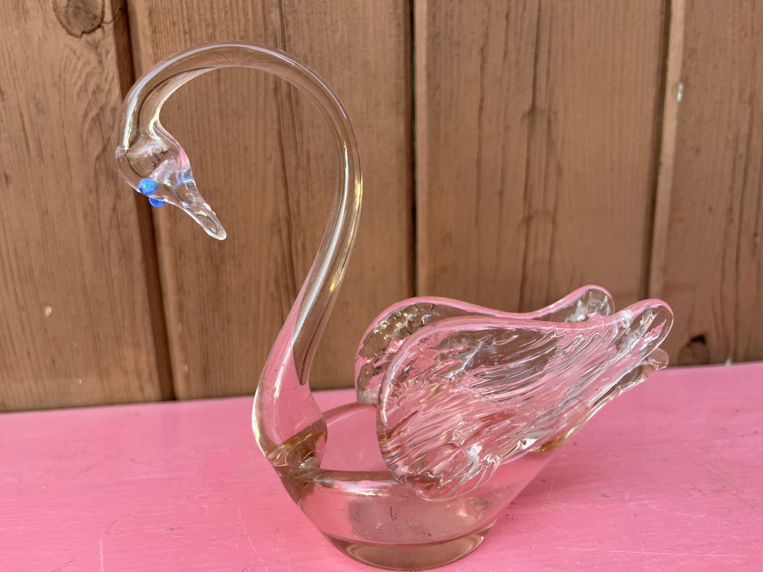 Swan Whitefriars Chalet Glass Canadian Art Green Glass Hand Blown Glass