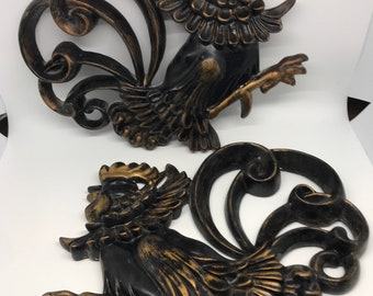 Dekoracja ścienna Vintage Fighting Rooster: zestaw kredek MCM w kolorze czarno-złotym