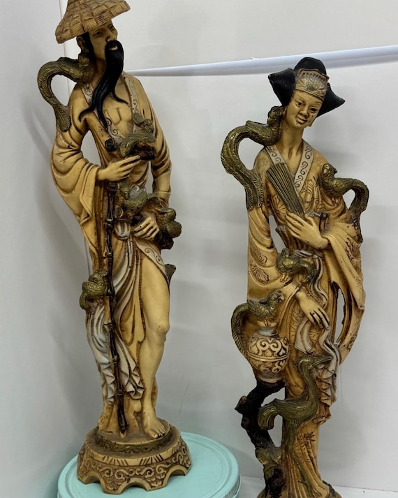 Italian-made Resin Statues Couple Chinese Man and Woman, Zhong Kui