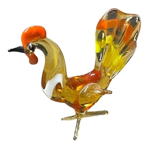 Glass Bird, Rooster, Murano Style,  Blown Glass, Bird Glass,  Sculpture, Glass Bird, Art Glass,  Vintage, MCM, Mini