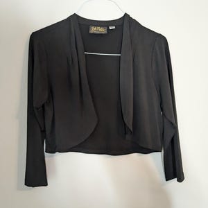 vintage bob mackie bolero small black evening shrug 3/4 sleeve