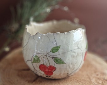 Raku-Windlicht Kirschen,Keramik