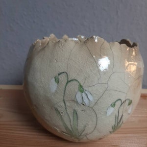 snowdrops Raku,windlight ceramics