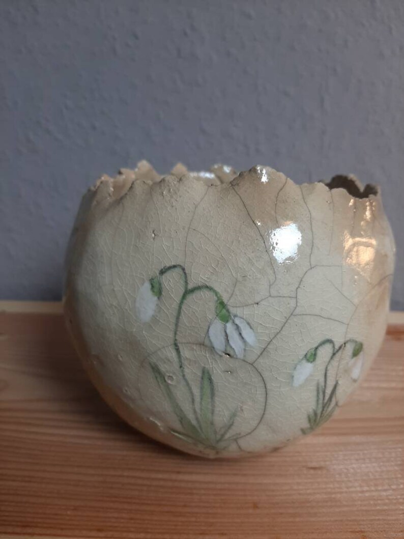 snowdrops Raku,windlight ceramics