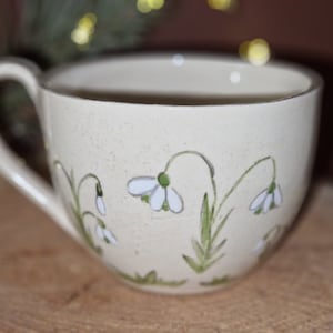 Teacup snowdrop, ceramic, handmade