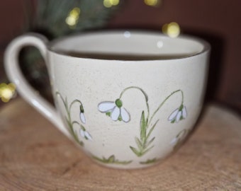 Teetasse Schneeglöckchen,Keramik,handgemacht