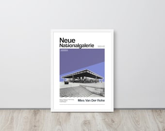 Neue Nationalgalerie Druck: Mies van der Rohe Kunst mit Holzrahmen