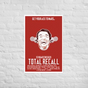 Total Recall Movie Poster – 1990 Sci-Fi Film Print, Arnold Schwarzenegger, Retro Minimalist Wall Art, A1/A2 Sizes