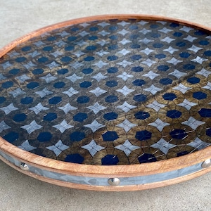 Turn Table, Original Art, Geometric Design Lazy Susan, Wood Art