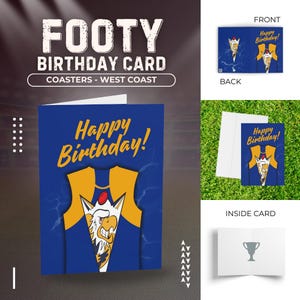 Adler Geburtstagskarte, Fußball Grußkarten, West Coast Football Club, Footy Fans Geschenk, Sportfeier Briefpapier, AFL Team