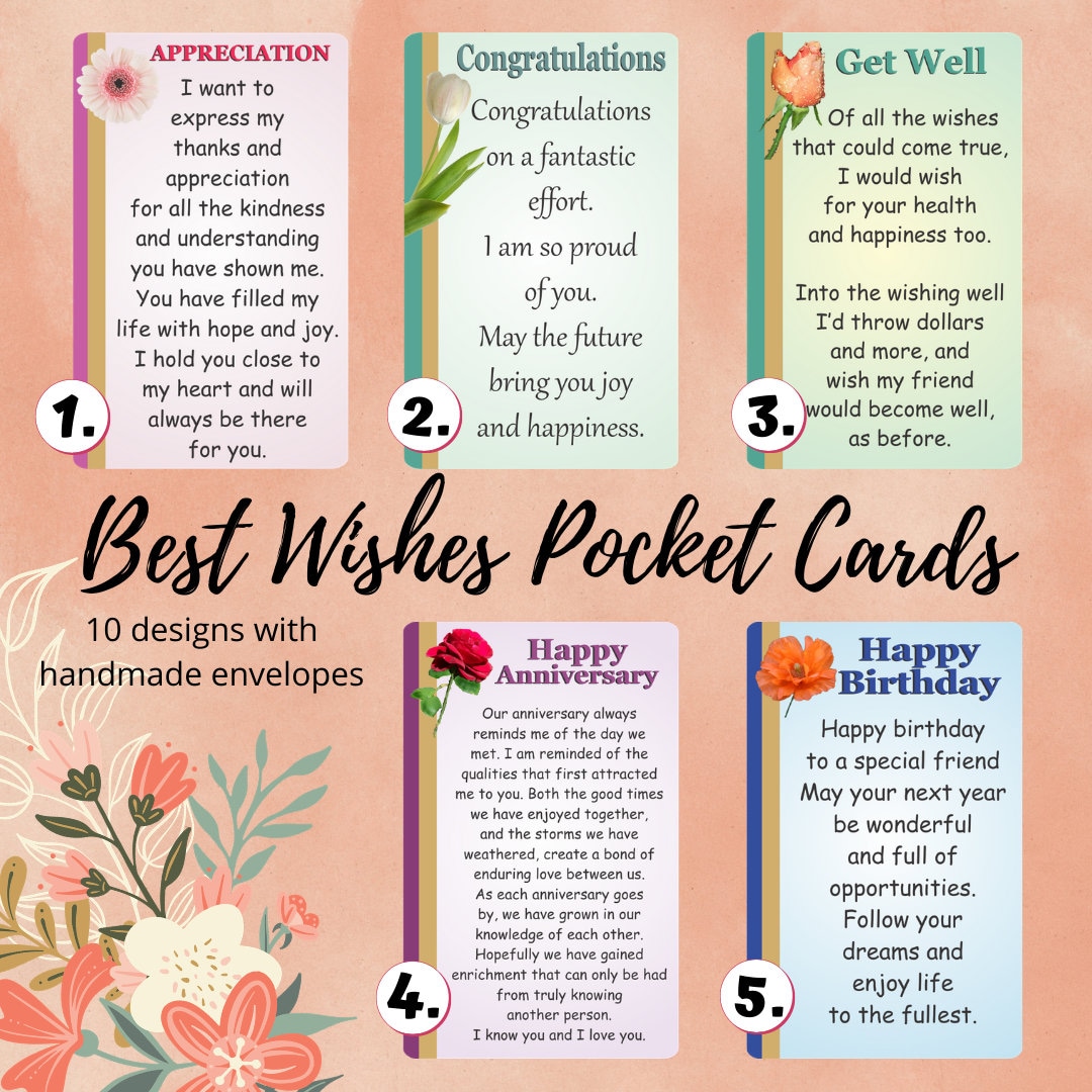 Best Wishes Greeting Card With Handmade Envelope - Personalized Message - Etsy best-wishes-greeting-card-with-handmade-envelope-personalized-message-etsy