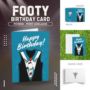 Power Geburtstagskarte, Fußball Grußkarten, Port Adelaide Football Club, Footy Fans Geschenk, Sportfeier Briefpapier, AFL Team