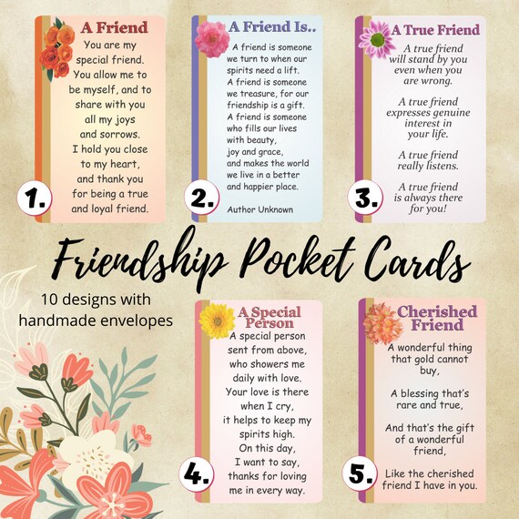 Friendship Pocket Cards & Handmade Envelopes Etsy