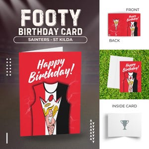 Sainters Birthday Card, Football Greeting Cards, St Kilda Football Club, Footy Fans Gift, Sports Celebration Stationery, AFL Team
