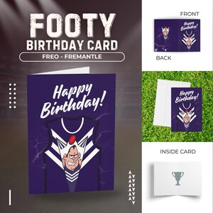 Carte d'anniversaire Freo, Cartes de voeux de football, Club de football de Fremantle, Cadeau pour les fans de football, Papeterie pour célébration sportive, Équipe AFL