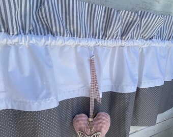 Disc curtain strip potter grey white with decoration heart country