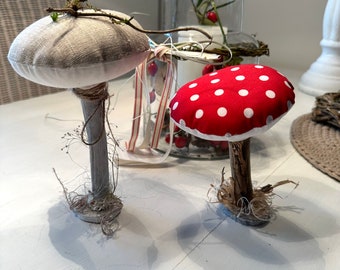 Toadstools set of 2 made of cotton driftwood