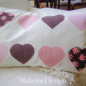Pillow cover 40 x 60 cm appliques,heart in country style image 6