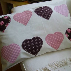 Pillow cover 40 x 60 cm appliques,heart in country style image 3