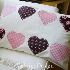 Pillow cover 40 x 60 cm appliques,heart in country style image 4