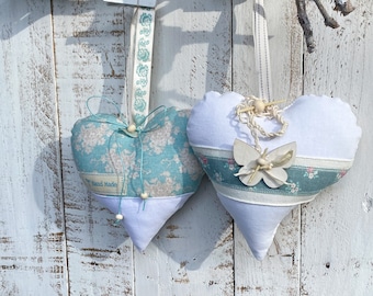 Fabric Hearts Butterfly Decorative Hanger in Shabby