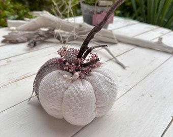 Decorative pumpkin made of linen in the country house