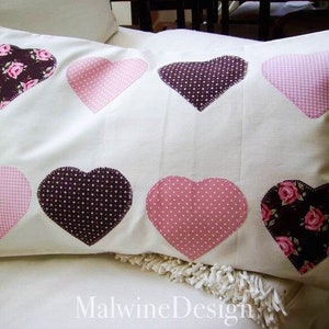 Pillow cover 40 x 60 cm appliques,heart in country style image 8