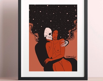 Lunar Love Poster, The Lovers Poster, Wall Art Decor, Feminist Print, Feminist, Astrology Poster, Women Art, Death Art, Grim Reaper Art