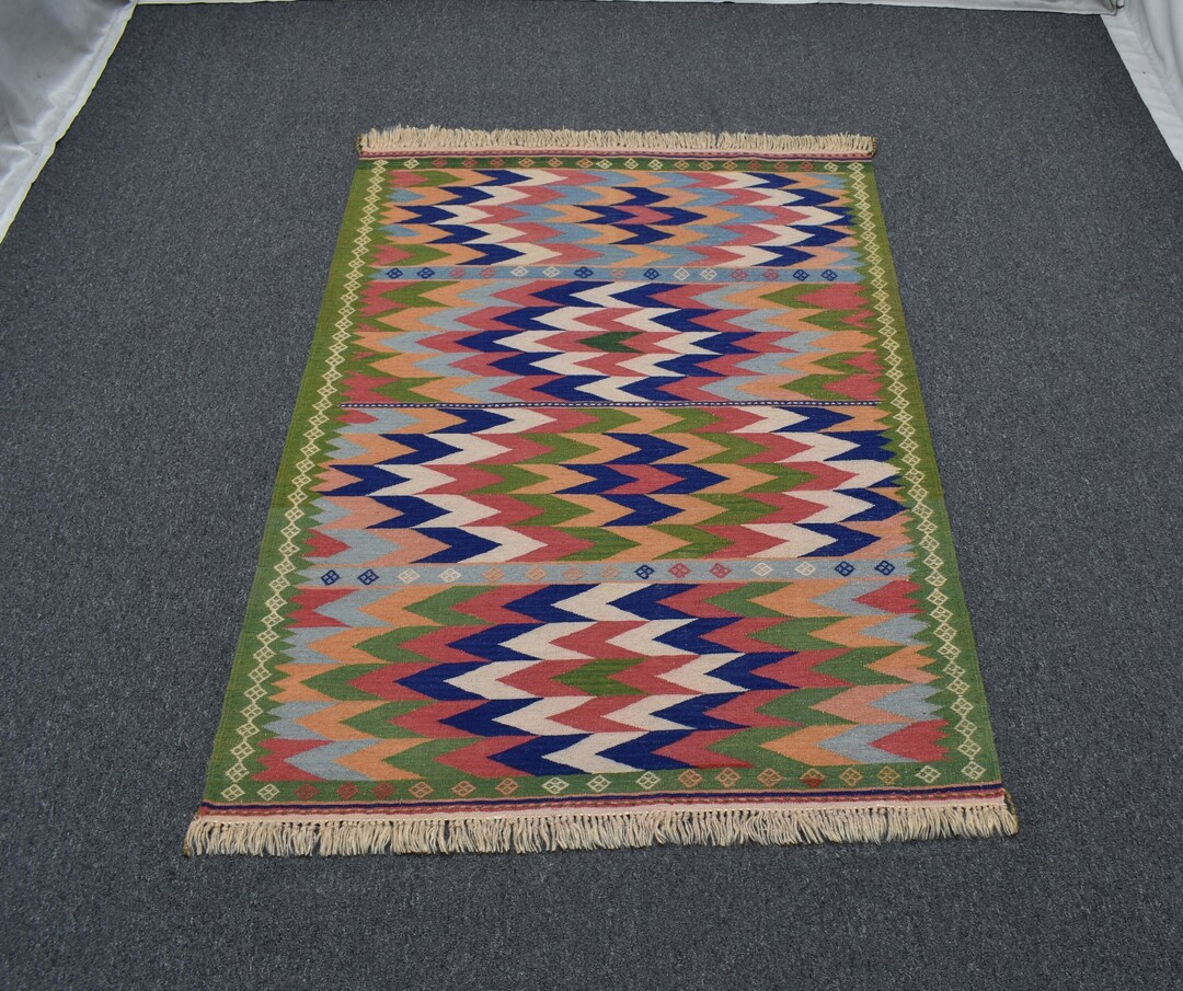 Swedish Flatweave Rug, Vintage Wool Rug 4x5, Zigzag Nursery Rugs - Etsy